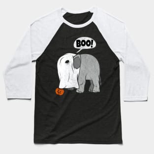 Funny Halloween Elephant Ghost Costume Cute Boo Jack O Lantern Baseball T-Shirt